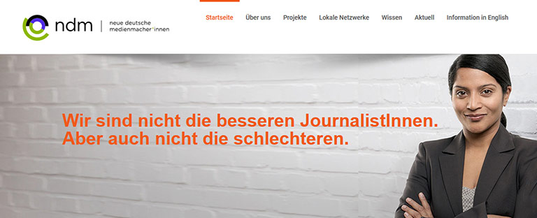 Webseite der Neuen Deutschen Medienmacher. | Screenshot