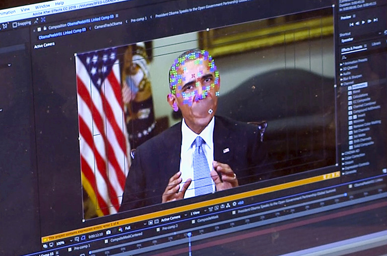Im Deepfake einer Forschungsgruppe sagt der ehemalige US-Präsident Barack Obama Dinge, die er nie gesagt hat. | picture alliance/AP Photo | Uncredited