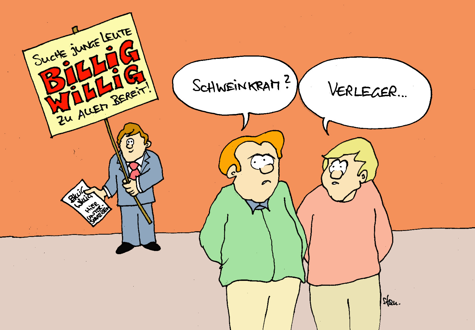 Karikatur "Billig-Verleger" von Kahrlheinz Stannies